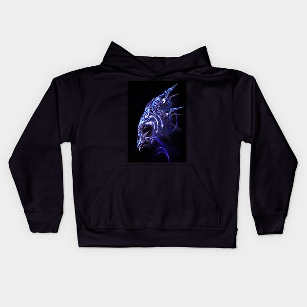 Alien Portrait Fractal Visionary Art Kids Hoodie by Manafold